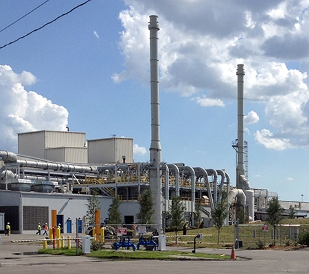 Exterior view of a battery recycling facility.