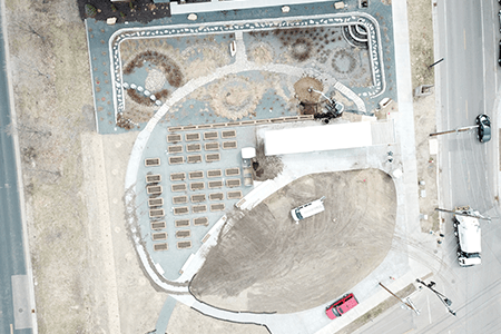 Aerial view of Towerside District stormwater management system