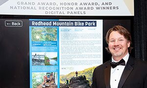 Redhead Mountain Bike Park, a reclaimed mineland, earns a national innovation award and brings economic growth