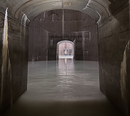 Inside the I-35W stormwater storage facility chambers.