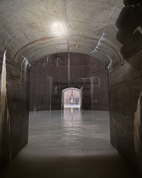 Inside the I-35W stormwater storage facility chambers.