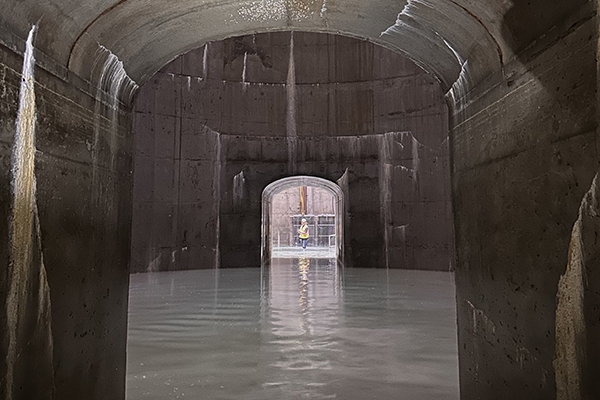 Inside the I-35W stormwater storage facility chambers.
